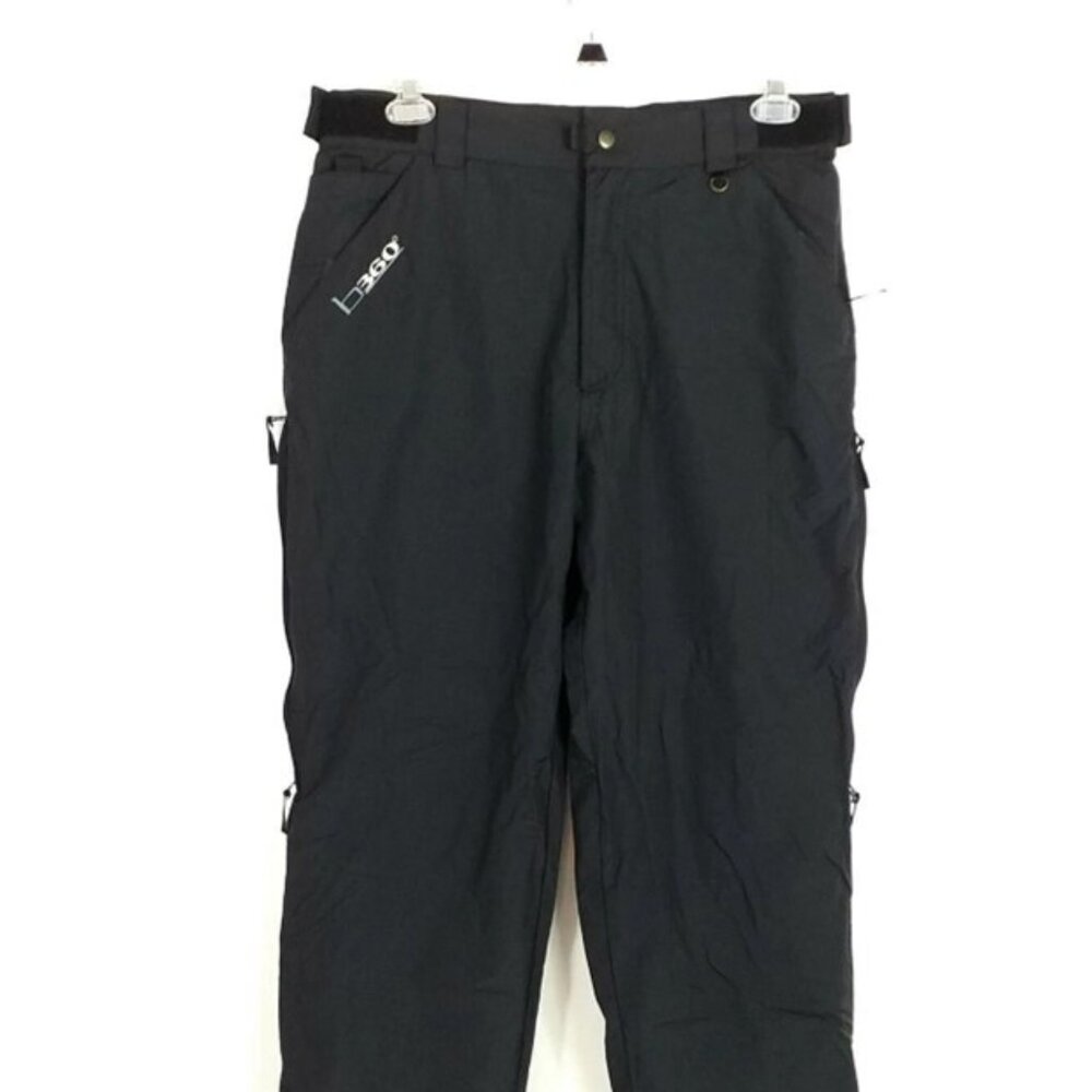B360 Aquaphile Black Lined Nylon Adjustable Waist Snow Pants Mens Medium